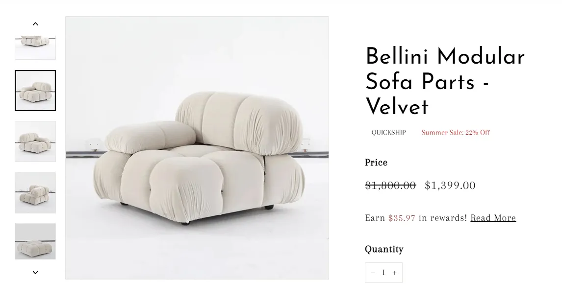 Frances and Son Bellini Modular Sofa Velvet Review