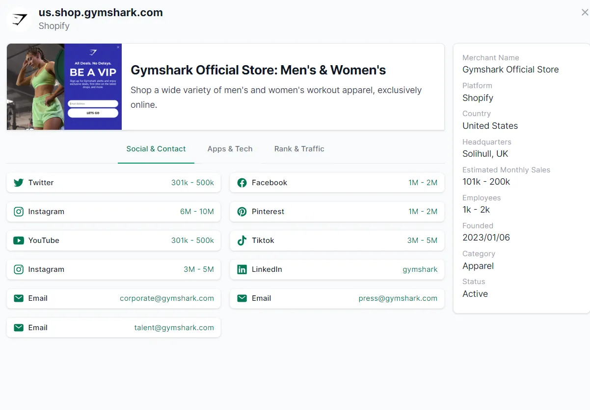 Gymshark Official Store - StoreLibrary Data