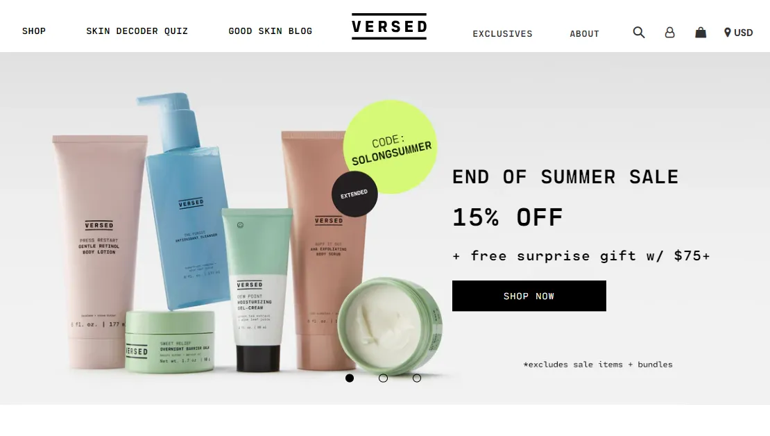 Versed Skin - Shopify Skincare Store