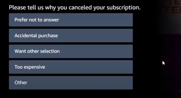 Choose One Reason to Cancel Your Subscription - Cancel Amazon Starz Subscription