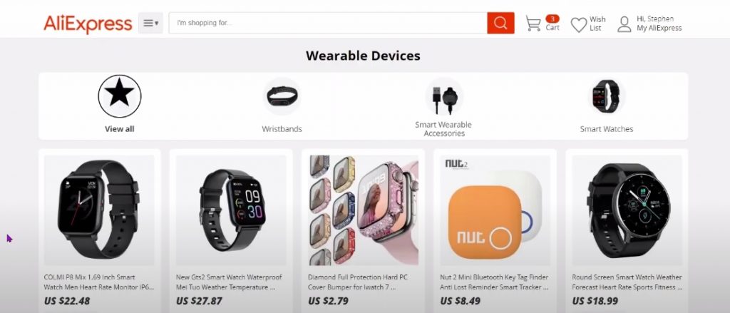 Choose the Wearable Devices as the Example - Aliexpress Take Paypal