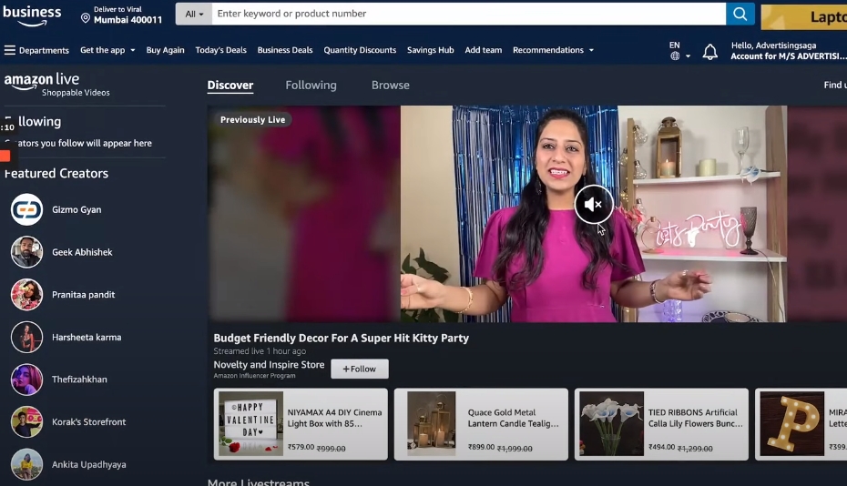 Discover influencers in Amazon live - Find Amazon Influencers Storefronts