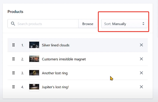 You Can Choose Manually and Change the Product Order - Shopify Sort by Best Selling