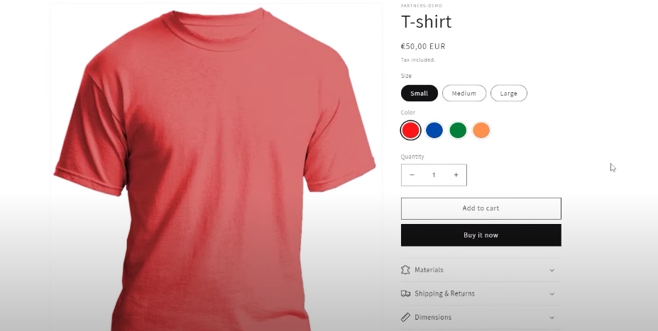 T-shirt with 4 kinds of colors - Shopify Variant Images Not Working