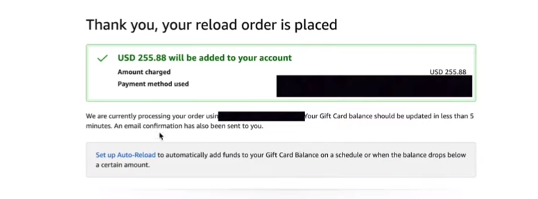 Your Reload Order is Placed - Use Multiple Gift Cards on Amazon