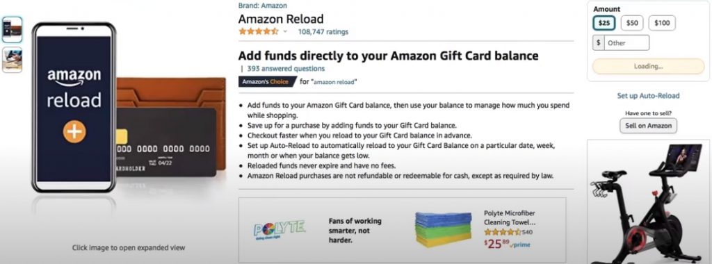Type the Amount you want to reload to Amazon - Use Multiple Gift Cards on Amazon