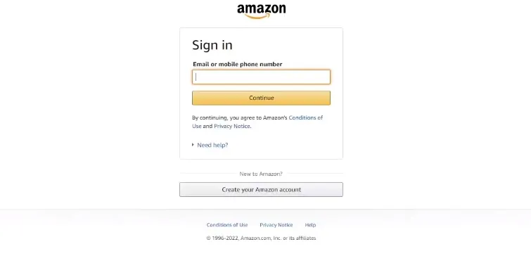 sign in Amazon